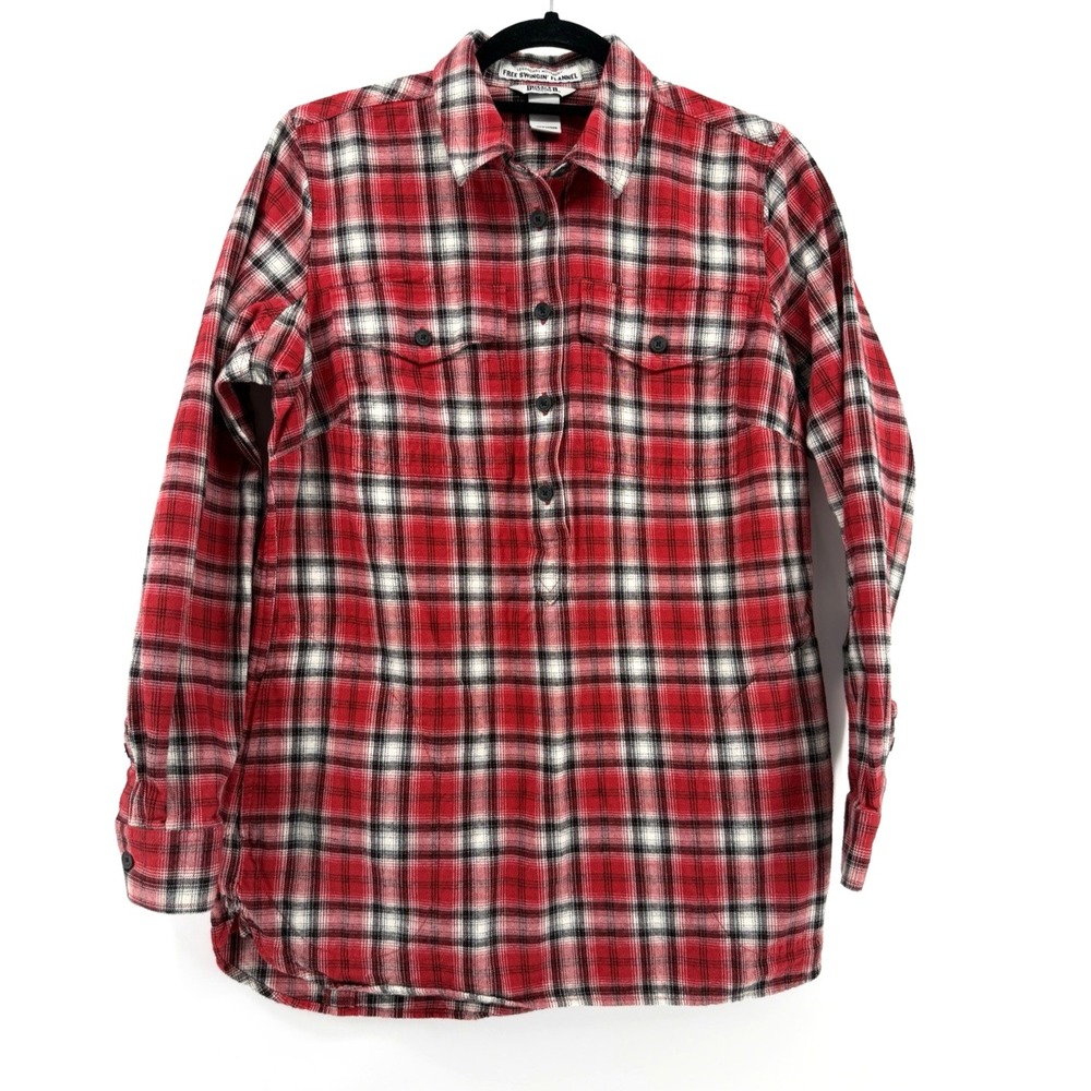 Duluth Free Swingin Flannel Shirt Women S Red Plaid Cabincore Outdoor Tunic